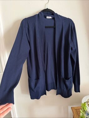Cielo Navy Open-Front Knit Cardigan